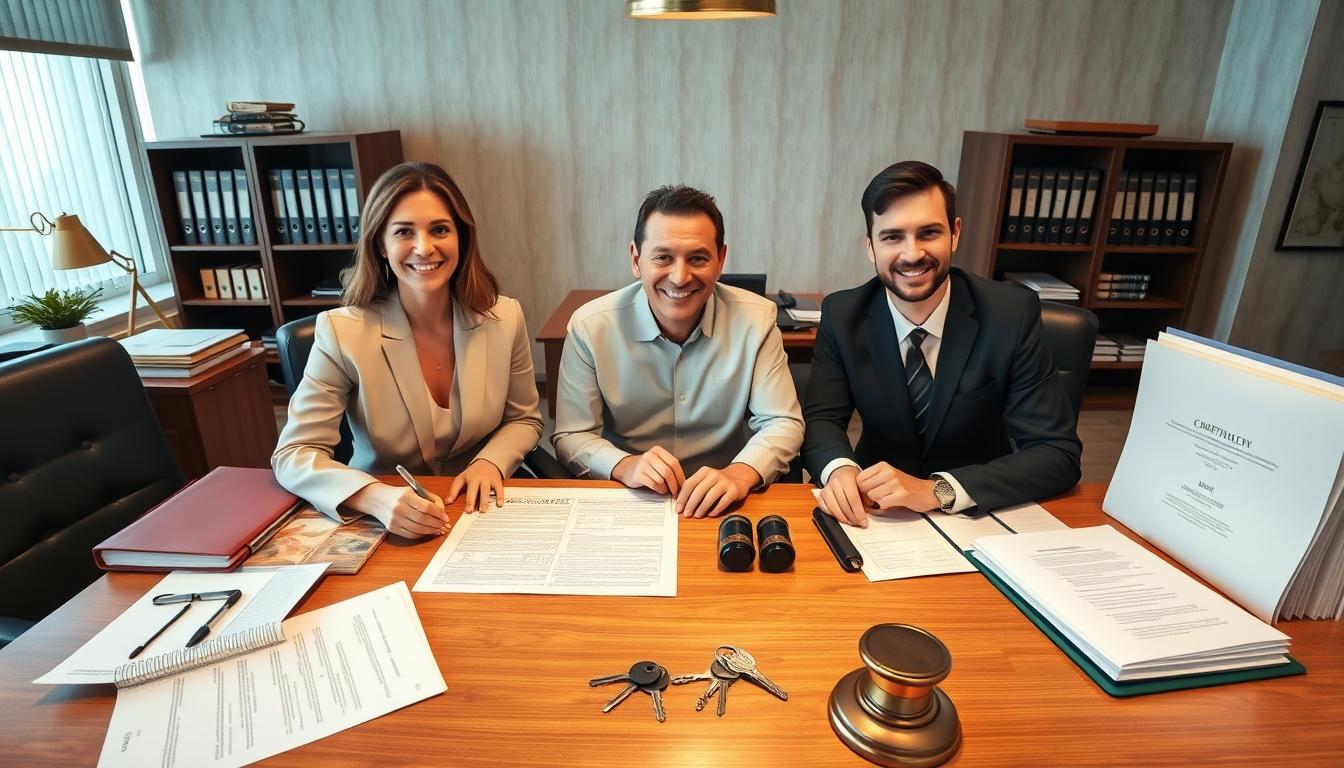 Family reviewing legal documents